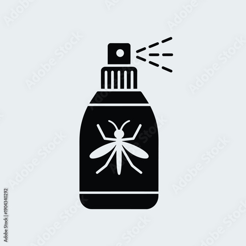 Black silhouette of an insect repellent spray bottle with a spider