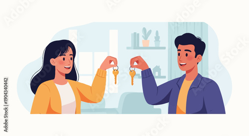 Couple celebrates receiving keys to their new home, symbolizing achievement