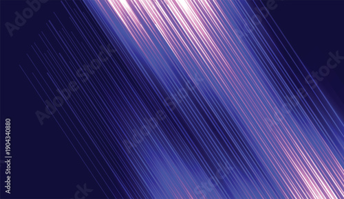 Abstract light streaks with luminous blue purple diagonal lines creating a futuristic glow effect for modern technology backgrounds