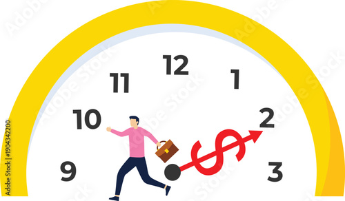 Business people running against deadline clock. describe time is money, compete, move and faster. business concept

