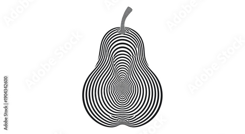Abstract Pear Silhouette with Op Art Illusion Stripes