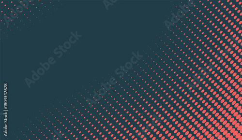 Abstract dark teal and coral halftone dot pattern creating a modern gradient background for digital use