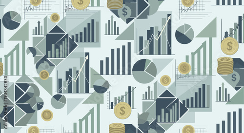 A modern pie chart graphic with geometric shapes, ideal for business presentations or financial reports.