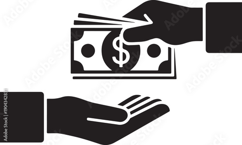 "Hand Giving Money Icon - Financial Transaction Symbol"