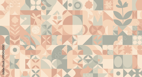 A modern geometric pattern with soft colors evokes calmness, perfect for creative design projects.