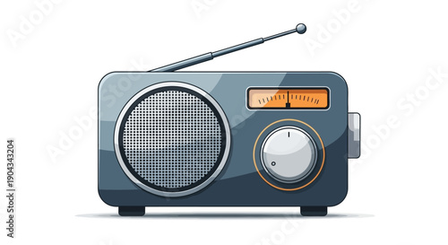 Illustration of a vintage radio with an antenna against a clean white background, celebrating World Radio Day with a vector design.