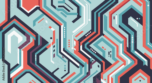 A vibrant composition of geometric shapes evokes modernity and creativity, perfect for design projects.