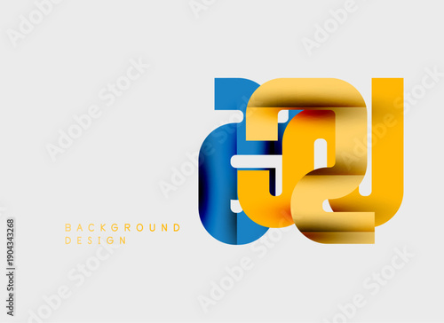 Abstract letter design. Blue, gold hues create modern visual impact. Clean background enhances bold typography. Simple, elegant presentation.