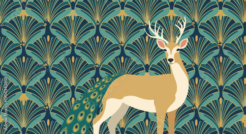 A vibrant art deco floral design evokes elegance and sophistication, perfect for creative projects and branding.