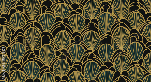 Elegant art deco design with geometric shapes, perfect for luxury branding and creative projects.