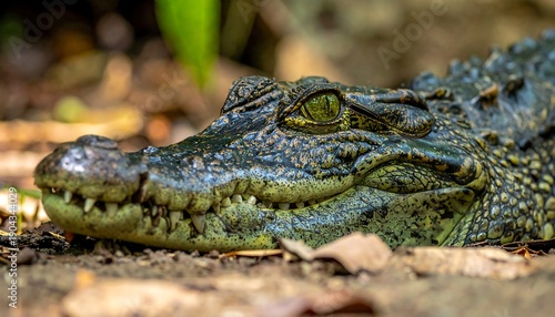 Close-up of a Crocodiles Head in its Natural Habitat.