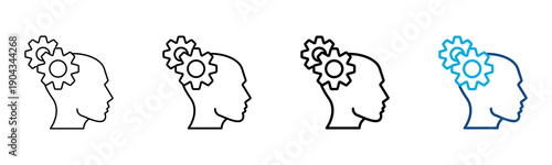 Thinking Icon Different Style Outline Collection Set Vector Illustration