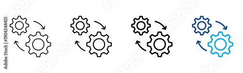Process Icon Different Style Outline Collection Set Vector Illustration