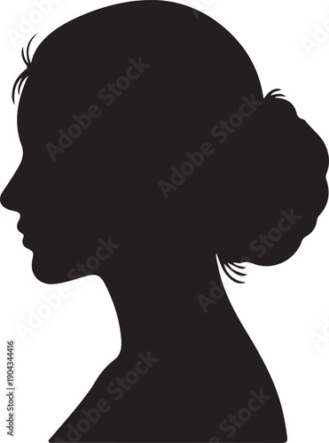 Indian traditional bun hairstyle profile on white background.