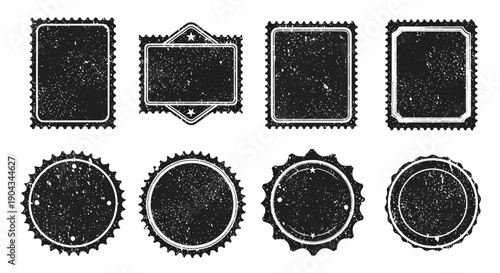 Vintage Stamp Frames Collection: Grunge Blank Labels and Badges
