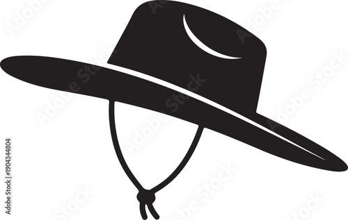 Latin American gaucho hat profile silhouette on white background.