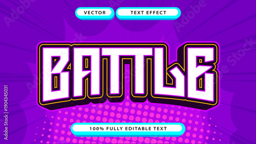 Battle Text Effect - 3D Retro Pop Art Style with Bold Outline and Gradient