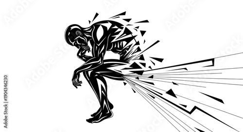 Abstract Figure Fragmenting, Representing Thought, Depression, Breakdown, and Mental Health