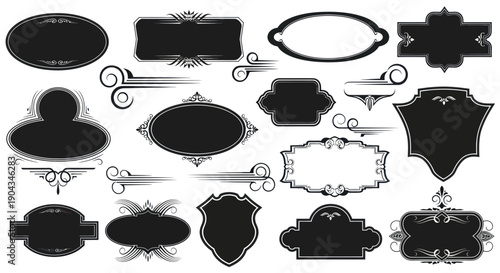 Vintage Decorative Labels and Badges Collection - Ornate Frames and Emblems