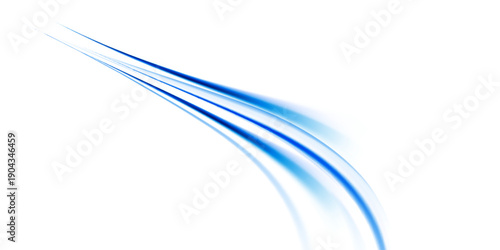 Blue shiny sparks of spiral wave. A curved bright line of speed is spinning. Shiny wavy path. Rotating dynamic neon circle. Magic blue swirl with highlights.