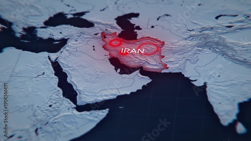 Map of Iran under attack. Visualization of military escalation.