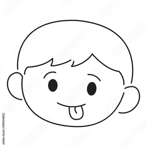 Boy Sticking Tongue Out Drawing