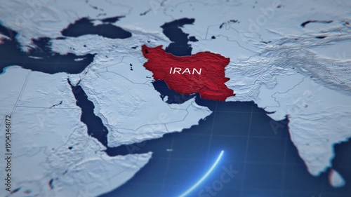 Map of Iran under attack. Visualization of military escalation.