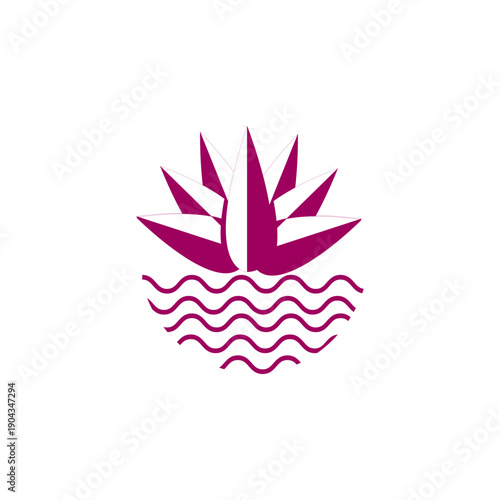 A stylized magenta and white water lily logo floating on wavy lines, representing the national flower of bangladesh.