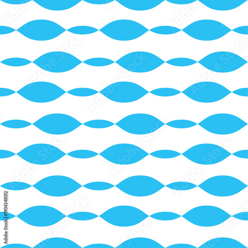 Blue abstract striped vector seamless pattern. Horizontal ovals of varying sizes create an endless summer background. Nautical azure print for fabric and wallpaper. Boyish children's ornament.