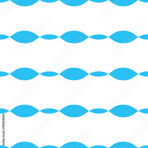 Blue abstract striped vector seamless pattern. Horizontal ovals of varying sizes create an endless summer background. Nautical azure print for fabric and wallpaper. Boyish children's ornament.