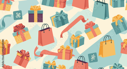 A cheerful illustration of gift boxes with bows, perfect for celebrating special occasions and spreading joy.