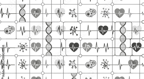 A modern illustration combining heartbeat lines with neuron structures, ideal for medical or scientific content.