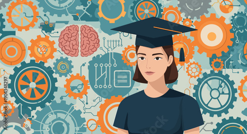 A vibrant illustration of interlocking gears symbolizing teamwork and innovation, perfect for technology and business themes.