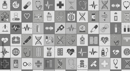 A sleek grid of modern icons evokes professionalism and innovation, ideal for tech websites and apps.