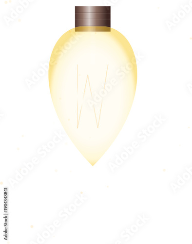 Single glowing lightbulb vector with warm yellow filament for creative idea or decor icon
