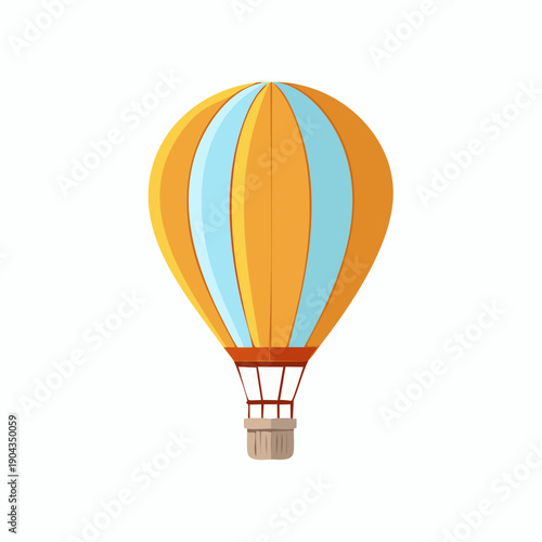 Vibrant hot air balloon soaring in the sky, adventure and travel concept, air transportation method, flat design illustration, vector graphic