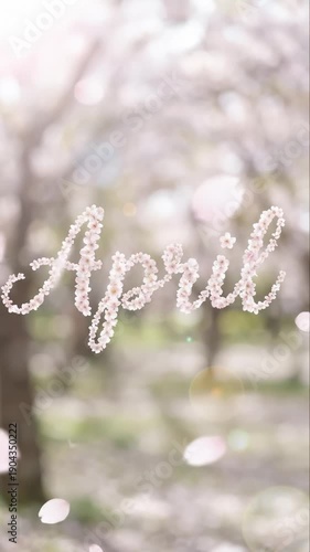 Falling Petals Form the Word April Gently