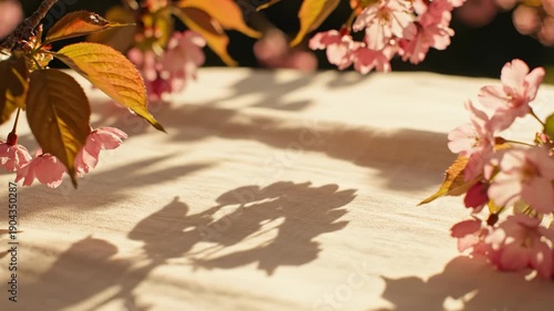 Gentle Pink Blossoms Cast Shadows in Sunlight