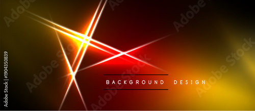 Abstract background features vibrant orange, red gradients. Diagonal lines create dynamic light effects, modern design element.