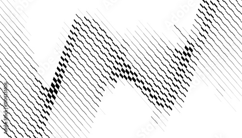 Abstract Zigzag Halftone Line Pattern Vector, Modern Geometric Wave Background. Fully editable vector file, easy to change colors and scale without losing quality.