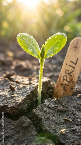 Tiny Seedling Grows Strong Under Bright Sunlight