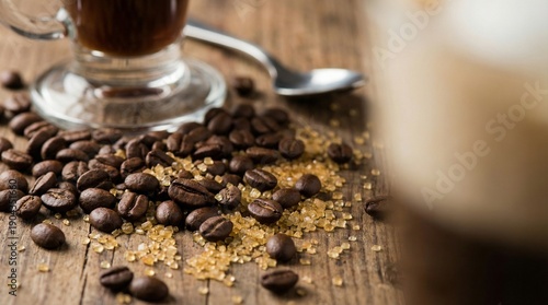 Wallpaper Mural Coffee Tasting Experience, Espresso and Sugar, Rustic Cafe, Food Photography, Cozy Atmosphere, Close-Up View, Aroma and Flavor Exploration Torontodigital.ca