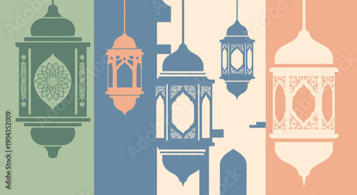 Islamic lanterns in different colors and designs.