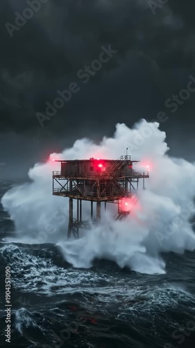 Offshore Platform Endures Massive Ocean Storm Lightning Strike