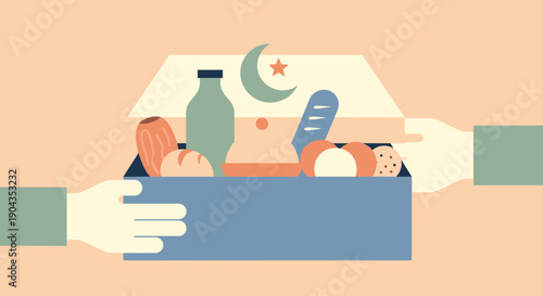 Hands exchanging a box of food.