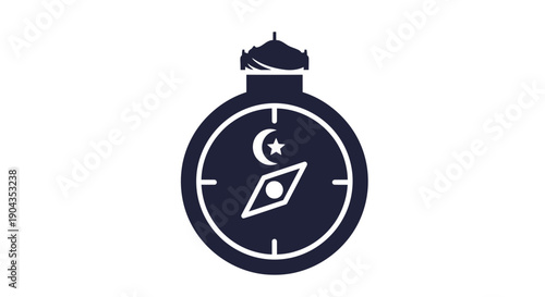 Islamic stopwatch icon with crescent moon and star symbol.