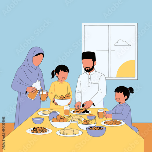 Family enjoying a meal together indoors.