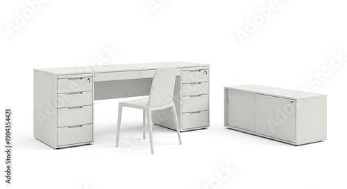Streamline your workflow with this contemporary, minimalist office storage solution.