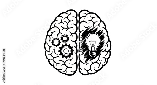Brainstorming: Gears and Lightbulb Idea Concept