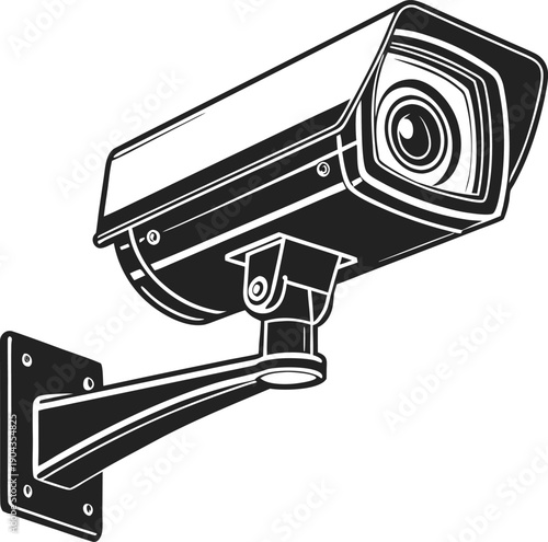 Minimalist Line Art of Surveillance Camera
